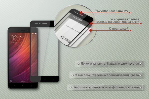 Защитное стекло с рамками 2.5D для Xiaomi Mi A1/5X Ainy Full Screen Cover 0.25mm (Black/Черный) : характеристики и инструкции - 2