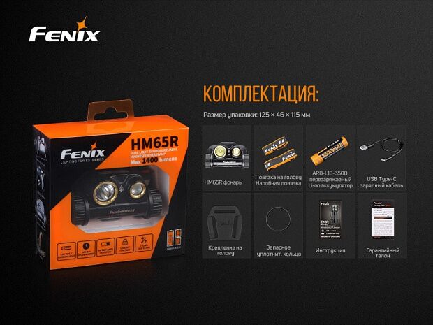 Набор Fenix HM65R LED HeadlightE-LITE, HM65RE-LITE - 1